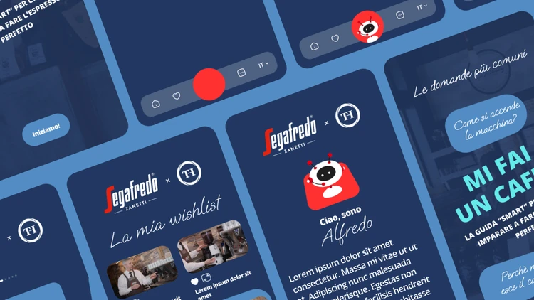 Interfaccia utente versione web mobile per Segafredo